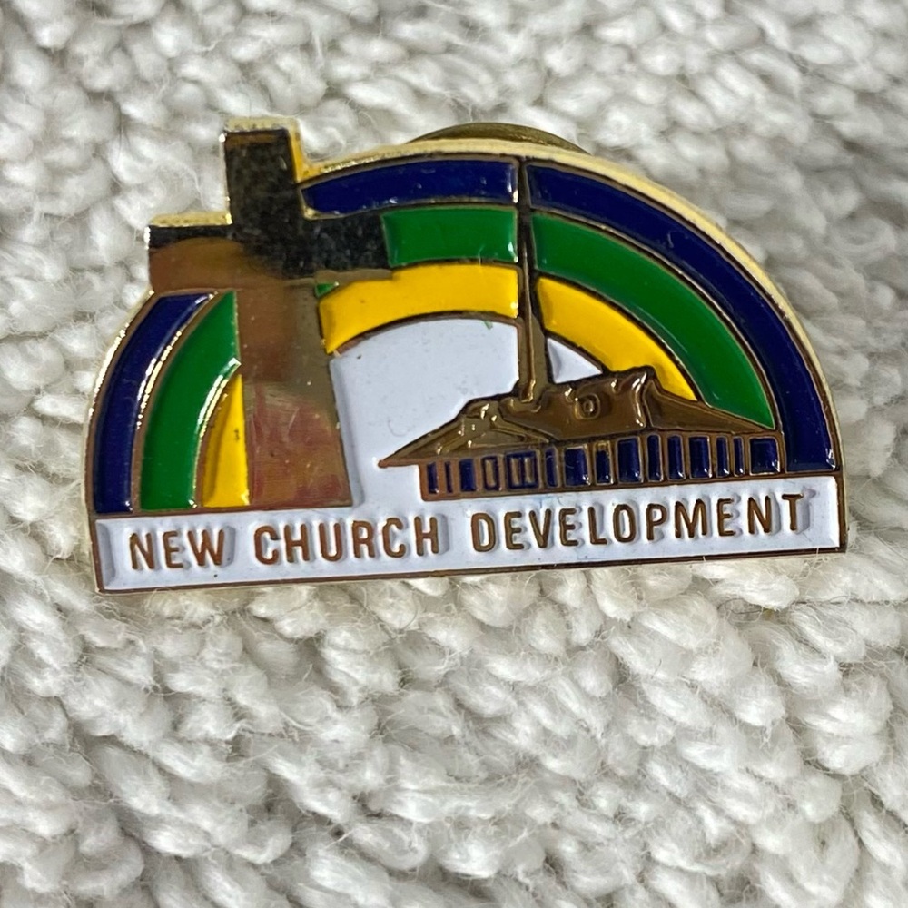 5/$35 Vintage New Church Development Enamel Souvenir Pin